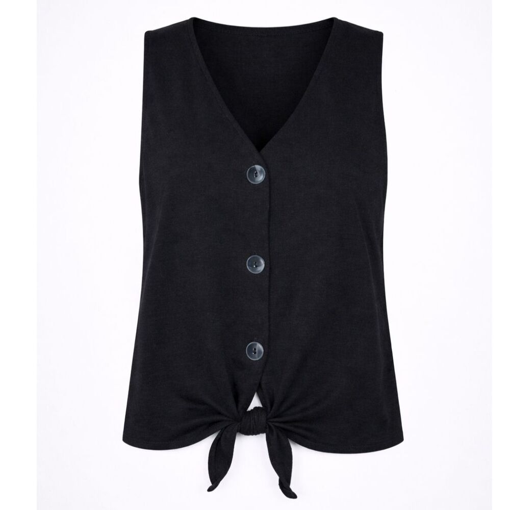 OLD NAVY CREPE STYLE CLASSIC CASUAL 90S Y2K TIE WAIST SLEEVELESS BLOUSE SZ. LRG